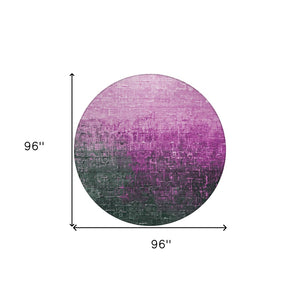 Homeroots 3' Blush And Dark Gray Ombre Washable Area Rug - Perfect For Indoor And Outdoor Spaces, Durable Design 8' Round Polyester 602859