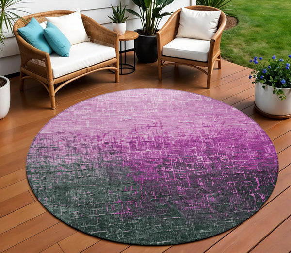 Homeroots 3' Blush And Dark Gray Ombre Washable Area Rug - Perfect For Indoor And Outdoor Spaces, Durable Design 8' Round Polyester 602859