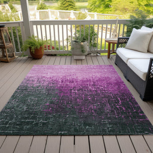Homeroots 3' Blush And Dark Gray Ombre Washable Area Rug - Perfect For Indoor And Outdoor Spaces, Durable Design 8' X 10' Polyester 602860