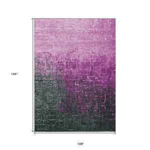 Homeroots 3' Blush And Dark Gray Ombre Washable Area Rug - Perfect For Indoor And Outdoor Spaces, Durable Design 9' X 12' Polyester 602861