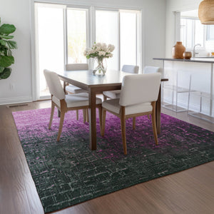 Homeroots 3' Blush And Dark Gray Ombre Washable Area Rug - Perfect For Indoor And Outdoor Spaces, Durable Design 9' X 12' Polyester 602861