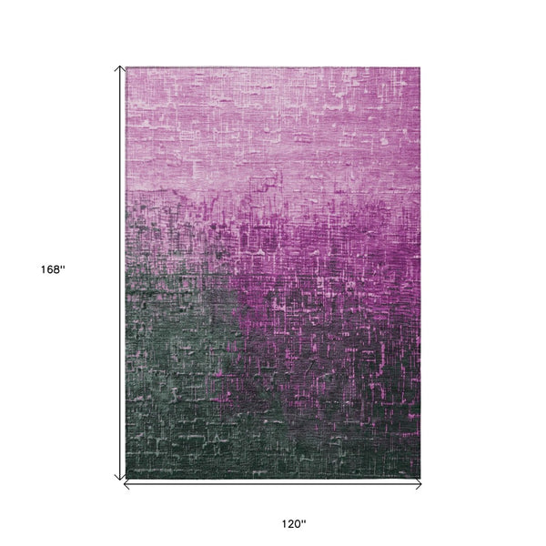 Homeroots 3' Blush And Dark Gray Ombre Washable Area Rug - Perfect For Indoor And Outdoor Spaces, Durable Design 10' X 14' Polyester 602862