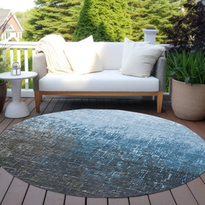 Homeroots 3' Blush And Dark Gray Ombre Washable Area Rug - Perfect For Indoor And Outdoor Spaces, Durable Design 8' Round Polyester 602865