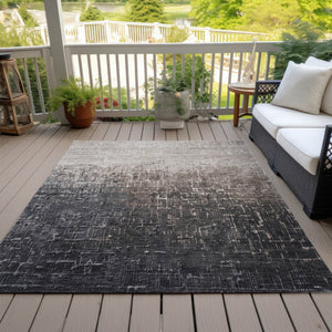 Homeroots 3' Blush And Dark Gray Ombre Washable Area Rug - Perfect For Indoor And Outdoor Spaces, Durable Design 5' X 8' Polyester 602876