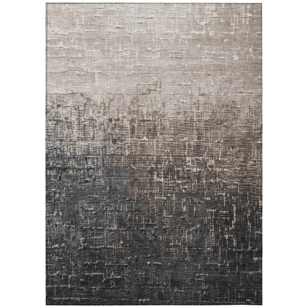 HomeRoots 5' Ombre Area Rug - Stylish Khaki to Dark Gray Design, Durable, Washable for Indoor & Outdoor Spaces 5' X 8' 602876