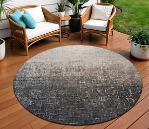 Homeroots 3' Blush And Dark Gray Ombre Washable Area Rug - Perfect For Indoor And Outdoor Spaces, Durable Design 8' Round Polyester 602877