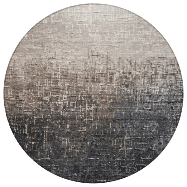 Homeroots 3' Blush And Dark Gray Ombre Washable Area Rug - Perfect For Indoor And Outdoor Spaces, Durable Design 8' Round Polyester 602877