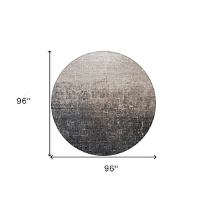 Homeroots 3' Blush And Dark Gray Ombre Washable Area Rug - Perfect For Indoor And Outdoor Spaces, Durable Design 8' Round Polyester 602877