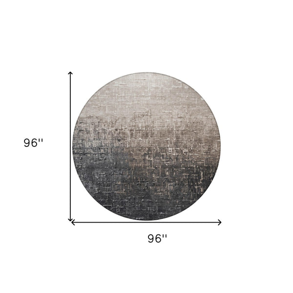 Homeroots 3' Blush And Dark Gray Ombre Washable Area Rug - Perfect For Indoor And Outdoor Spaces, Durable Design 8' Round Polyester 602877