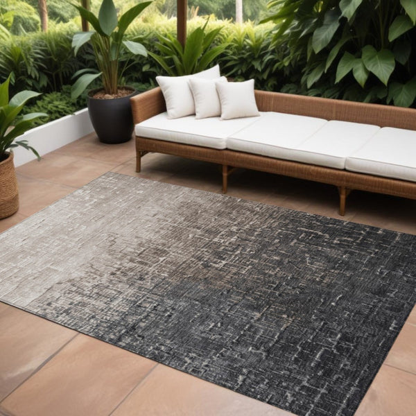 HomeRoots 5' Ombre Area Rug - Stylish Khaki to Dark Gray Design, Durable, Washable for Indoor & Outdoor Spaces 8' X 10' 602878