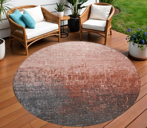 Homeroots 3' Blush And Dark Gray Ombre Washable Area Rug - Perfect For Indoor And Outdoor Spaces, Durable Design 8' Round Polyester 602889