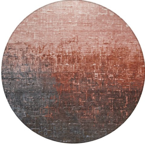 Homeroots 3' Blush And Dark Gray Ombre Washable Area Rug - Perfect For Indoor And Outdoor Spaces, Durable Design 8' Round Polyester 602889