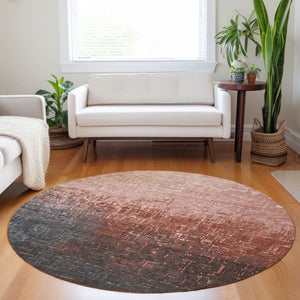 Homeroots 3' Blush And Dark Gray Ombre Washable Area Rug - Perfect For Indoor And Outdoor Spaces, Durable Design 8' Round Polyester 602889