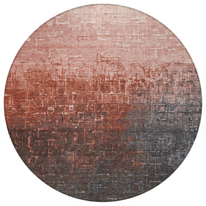 Homeroots 3' Blush And Dark Gray Ombre Washable Area Rug - Perfect For Indoor And Outdoor Spaces, Durable Design 8' Round Polyester 602889