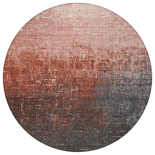 Homeroots 3' Blush And Dark Gray Ombre Washable Area Rug - Perfect For Indoor And Outdoor Spaces, Durable Design 8' Round Polyester 602889