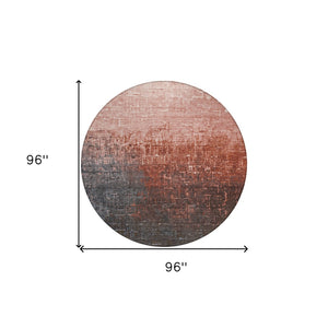 Homeroots 3' Blush And Dark Gray Ombre Washable Area Rug - Perfect For Indoor And Outdoor Spaces, Durable Design 8' Round Polyester 602889
