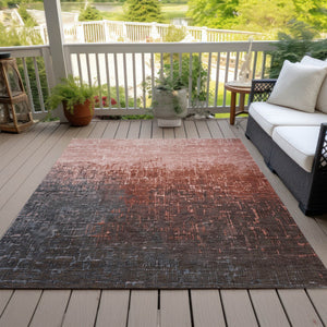 Homeroots 3' Blush And Dark Gray Ombre Washable Area Rug - Perfect For Indoor And Outdoor Spaces, Durable Design 9' X 12' Polyester 602891