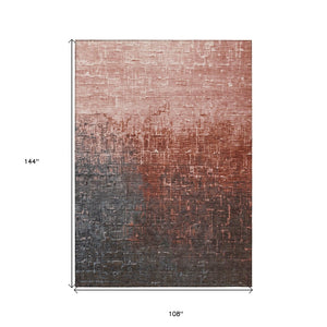 HomeRoots 9' X 12' Ombre Blush and Dark Gray Area Rug – Stylish, Washable, Durable for Indoor & Outdoor Use 602891