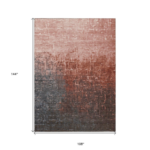 HomeRoots 9' X 12' Ombre Blush and Dark Gray Area Rug – Stylish, Washable, Durable for Indoor & Outdoor Use 602891