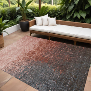 Homeroots 3' Blush And Dark Gray Ombre Washable Area Rug - Perfect For Indoor And Outdoor Spaces, Durable Design 9' X 12' Polyester 602891