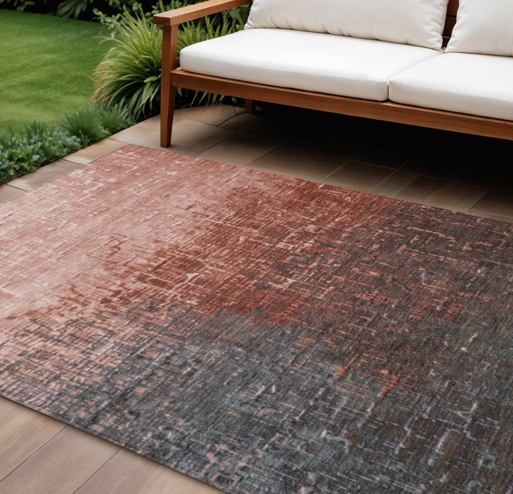 HomeRoots 9' X 12' Ombre Blush and Dark Gray Area Rug – Stylish, Washable, Durable for Indoor & Outdoor Use 602891