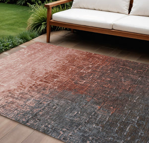 HomeRoots 9' X 12' Ombre Blush and Dark Gray Area Rug – Stylish, Washable, Durable for Indoor & Outdoor Use 602891