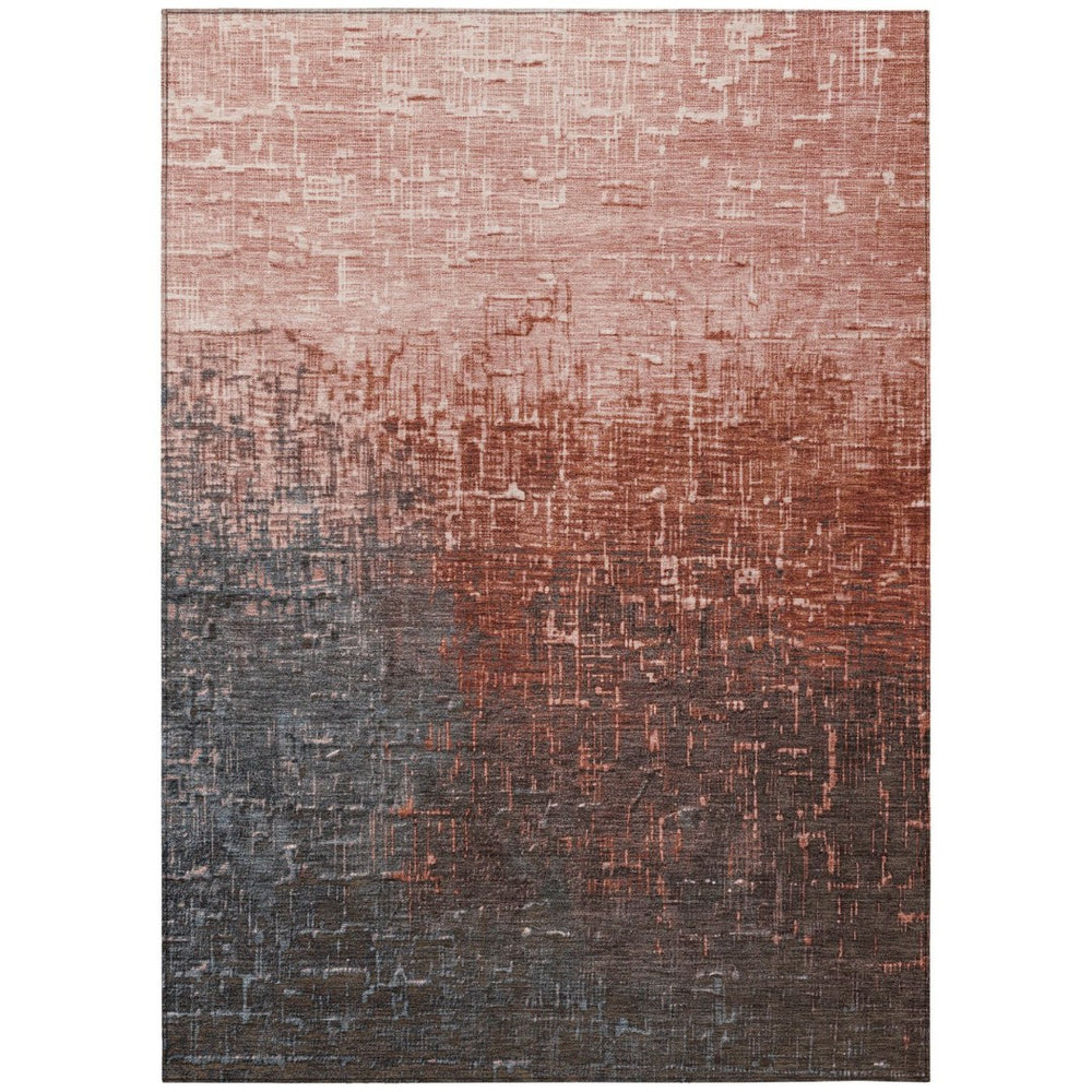 HomeRoots 9' X 12' Ombre Blush and Dark Gray Area Rug – Stylish, Washable, Durable for Indoor & Outdoor Use 602891