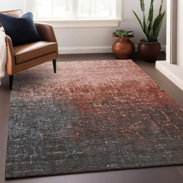 HomeRoots 9' X 12' Ombre Blush and Dark Gray Area Rug – Stylish, Washable, Durable for Indoor & Outdoor Use 602891
