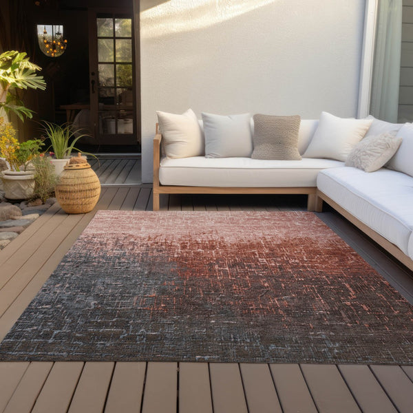 Homeroots 3' Blush And Dark Gray Ombre Washable Area Rug - Perfect For Indoor And Outdoor Spaces, Durable Design 9' X 12' Polyester 602891