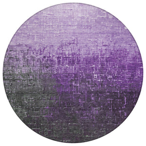 HomeRoots 5' Stylish Purple and Dark Gray Ombre Washable Area Rug for Indoor and Outdoor High-Traffic Spaces 8' Round 602895