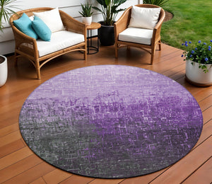 Homeroots 3' Blush And Dark Gray Ombre Washable Area Rug - Perfect For Indoor And Outdoor Spaces, Durable Design 8' Round Polyester 602895