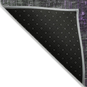HomeRoots 5' Stylish Purple and Dark Gray Ombre Washable Area Rug for Indoor and Outdoor High-Traffic Spaces 8' X 10' 602896