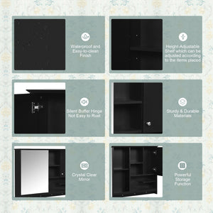English Elm 36 Inch Wall Mounted Medicine Cabinet with HD Mirror, Adjustable Shelves, Towel Hooks, Modern Style Black N710P254924B