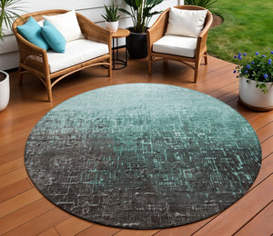 Homeroots 3' Blush And Dark Gray Ombre Washable Area Rug - Perfect For Indoor And Outdoor Spaces, Durable Design 8' Round Polyester 602901