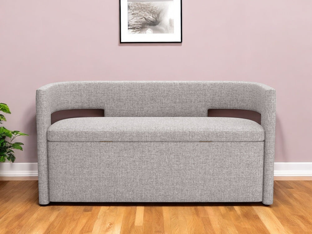 Homeroots 54" Gray Fabric Upholstered Storage Bench With Flip Top - Stylish & Functional Solution For Any Room   602905