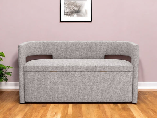 Homeroots 54" Gray Fabric Upholstered Storage Bench With Flip Top - Stylish & Functional Solution For Any Room   602905