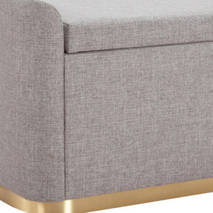 Homeroots 48" Gray And Gold Linen Upholstered Storage Bench - Chic Flip Top Design For Stylish Organization   602906