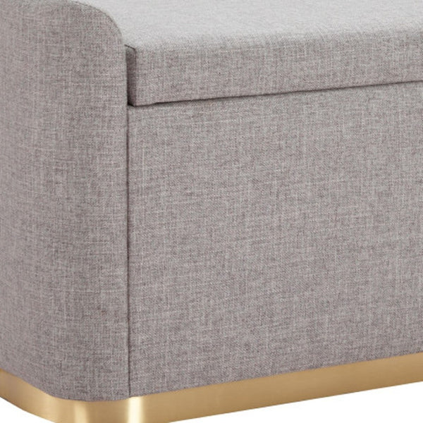 Homeroots 48" Gray And Gold Linen Upholstered Storage Bench - Chic Flip Top Design For Stylish Organization   602906