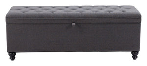 Homeroots 56" Stylish Gray And Black Tufted Boucle Storage Bench With Flip Top - Perfect For Entryways & Hallways   602907