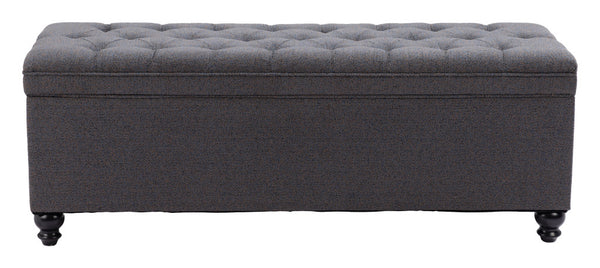 Homeroots 56" Stylish Gray And Black Tufted Boucle Storage Bench With Flip Top - Perfect For Entryways & Hallways   602907