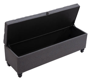 Homeroots 56" Stylish Gray And Black Tufted Boucle Storage Bench With Flip Top - Perfect For Entryways & Hallways   602907