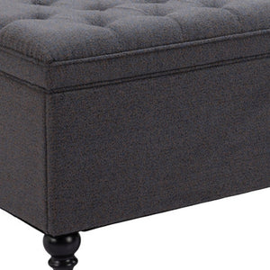 Homeroots 56" Stylish Gray And Black Tufted Boucle Storage Bench With Flip Top - Perfect For Entryways & Hallways   602907