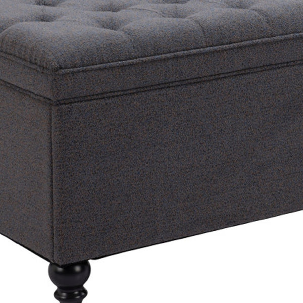 Homeroots 56" Stylish Gray And Black Tufted Boucle Storage Bench With Flip Top - Perfect For Entryways & Hallways   602907