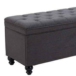 Homeroots 56" Stylish Gray And Black Tufted Boucle Storage Bench With Flip Top - Perfect For Entryways & Hallways   602907