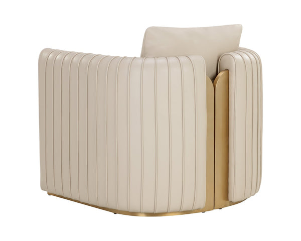 Sunpan ALIX Lounge Chair - Luxurious Napa Beige Faux Leather with Gold Accents for Stylish Comfort 111517