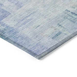 HomeRoots 5' Modern Blue Ivory Gray Abstract Washable Area Rug for Indoor Outdoor Durability and Style 8' Round 602916