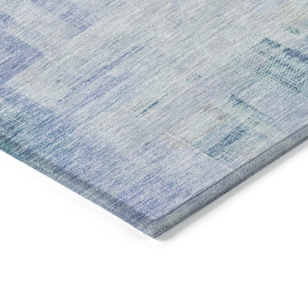 HomeRoots 5' Modern Blue Ivory Gray Abstract Washable Area Rug for Indoor Outdoor Durability and Style 8' Round 602916