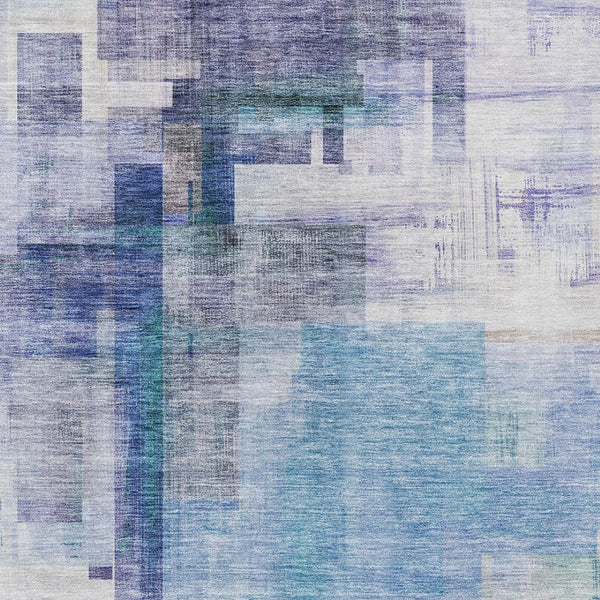 HomeRoots 5' Modern Blue Ivory Gray Abstract Washable Area Rug for Indoor Outdoor Durability and Style 8' X 10' 602917