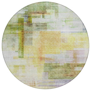 HomeRoots 5' Vibrant Abstract Washable Area Rug - Durable Indoor/Outdoor Design for Modern Spaces & Foyers 8' Round 602934