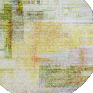 HomeRoots 5' Vibrant Abstract Washable Area Rug - Durable Indoor/Outdoor Design for Modern Spaces & Foyers 8' Round 602934